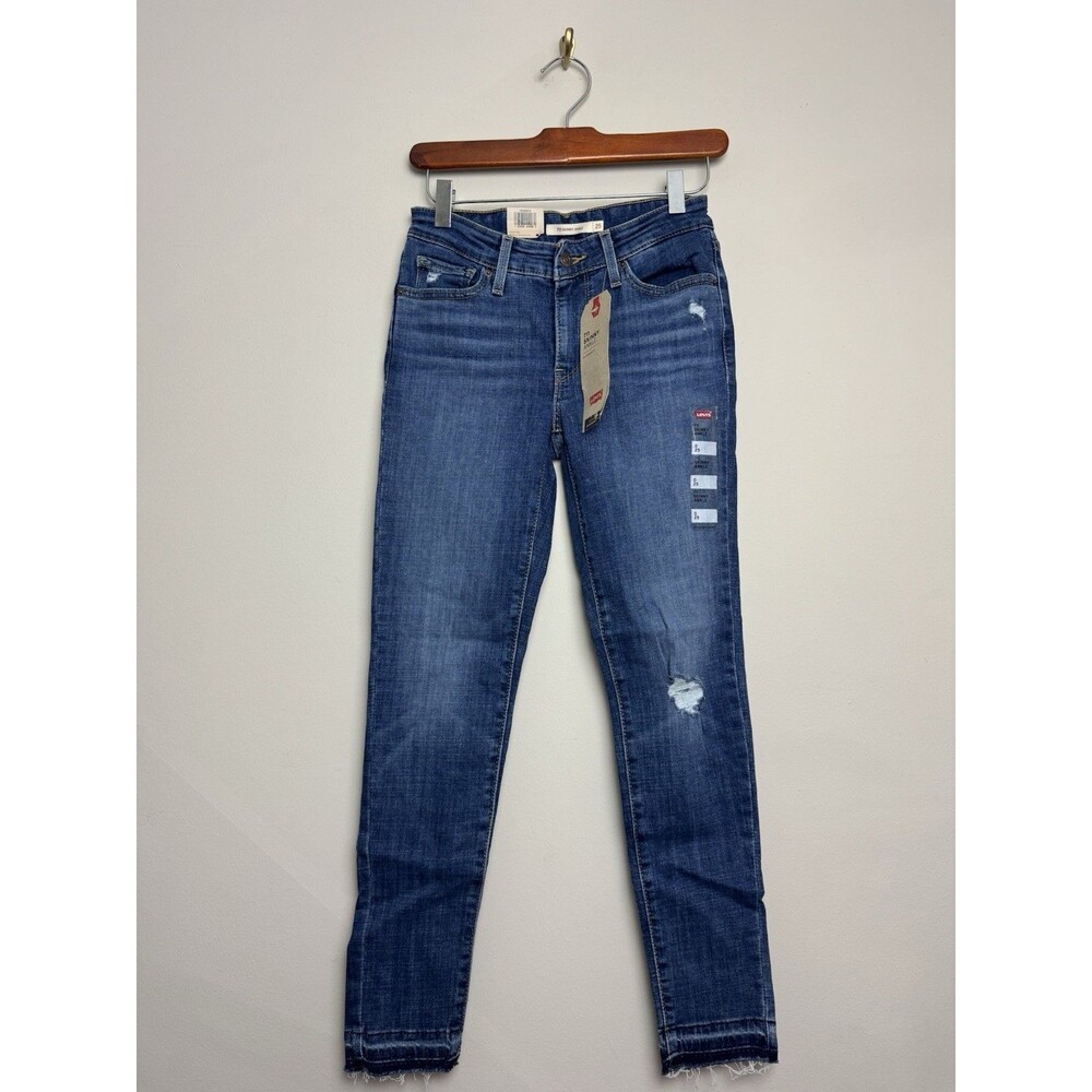 Levi's Womens Jeans Size 0 25 Raw Hem Medium Wash Skinny Ankle Mid Rise